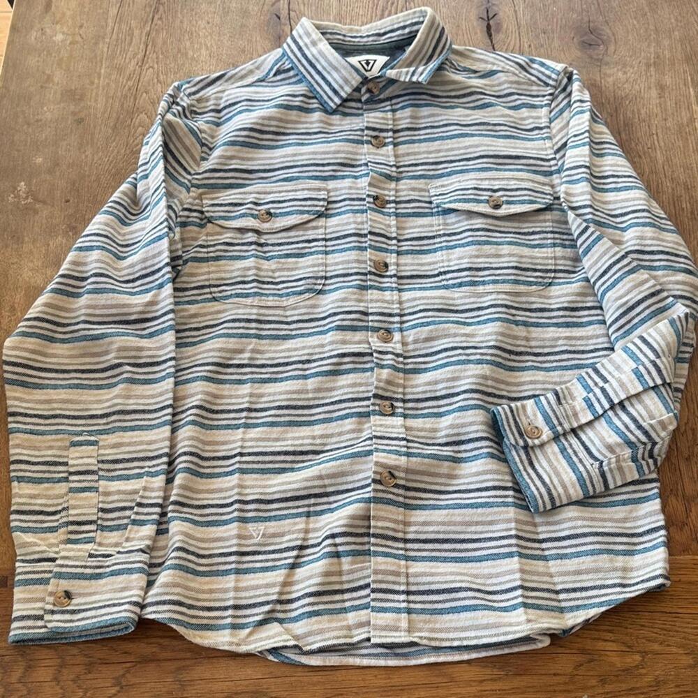 VISSLA Men's Casual Blue Striped Shirt